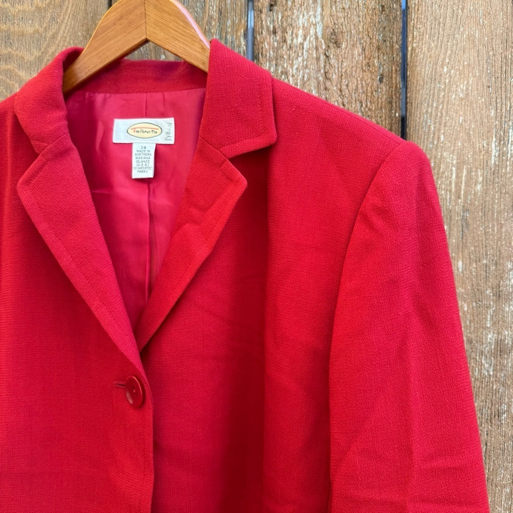 TALBOTS Women's Red Lined Wool Blazer Jacket Coat Buttons Size 14 - Picture 9 of 15